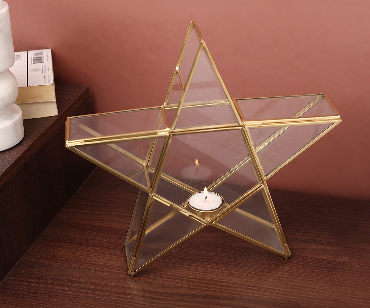 Golden Star Candle Holder