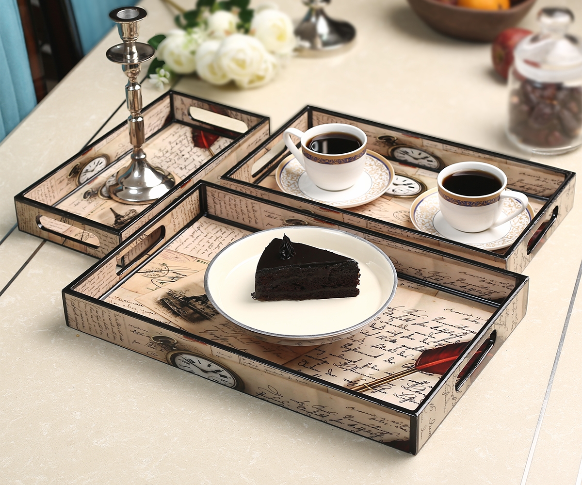 Vintage Paris Printed Tray Set of 3